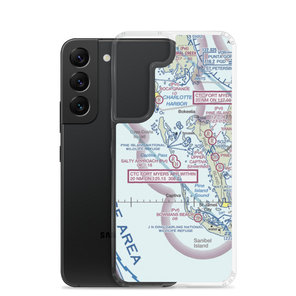 Salty Approach Airport (FL90) VFR Sectional Samsung Case Samsung Galaxy S22 model shown