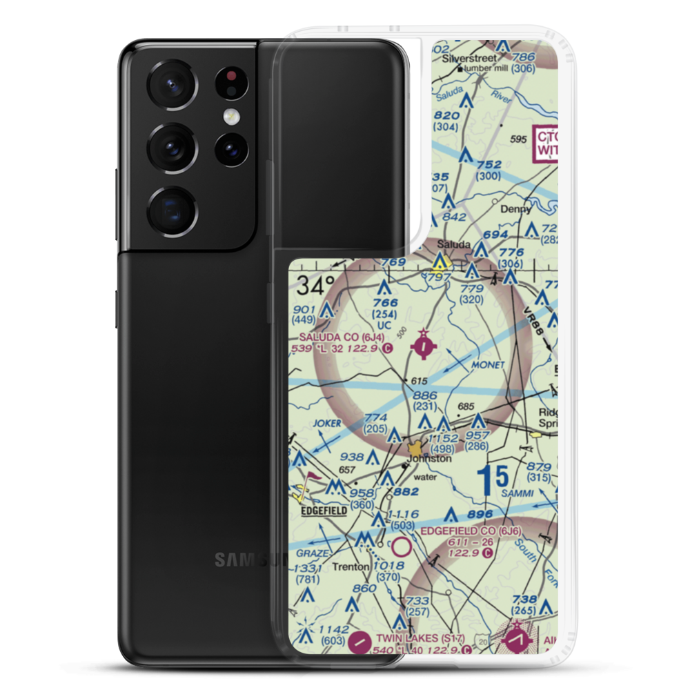 Saluda County Airport (6J4) VFR Sectional Samsung Case Samsung Galaxy S21 Ultra model shown