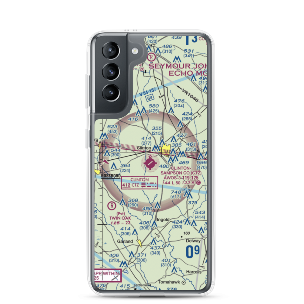 Sampson County Airport (CTZ) VFR Sectional Samsung Case Samsung Galaxy S21 model shown