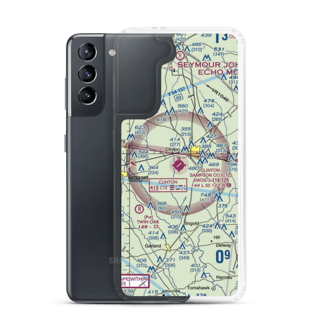 Sampson County Airport (CTZ) VFR Sectional Samsung Case Samsung Galaxy S21 model shown