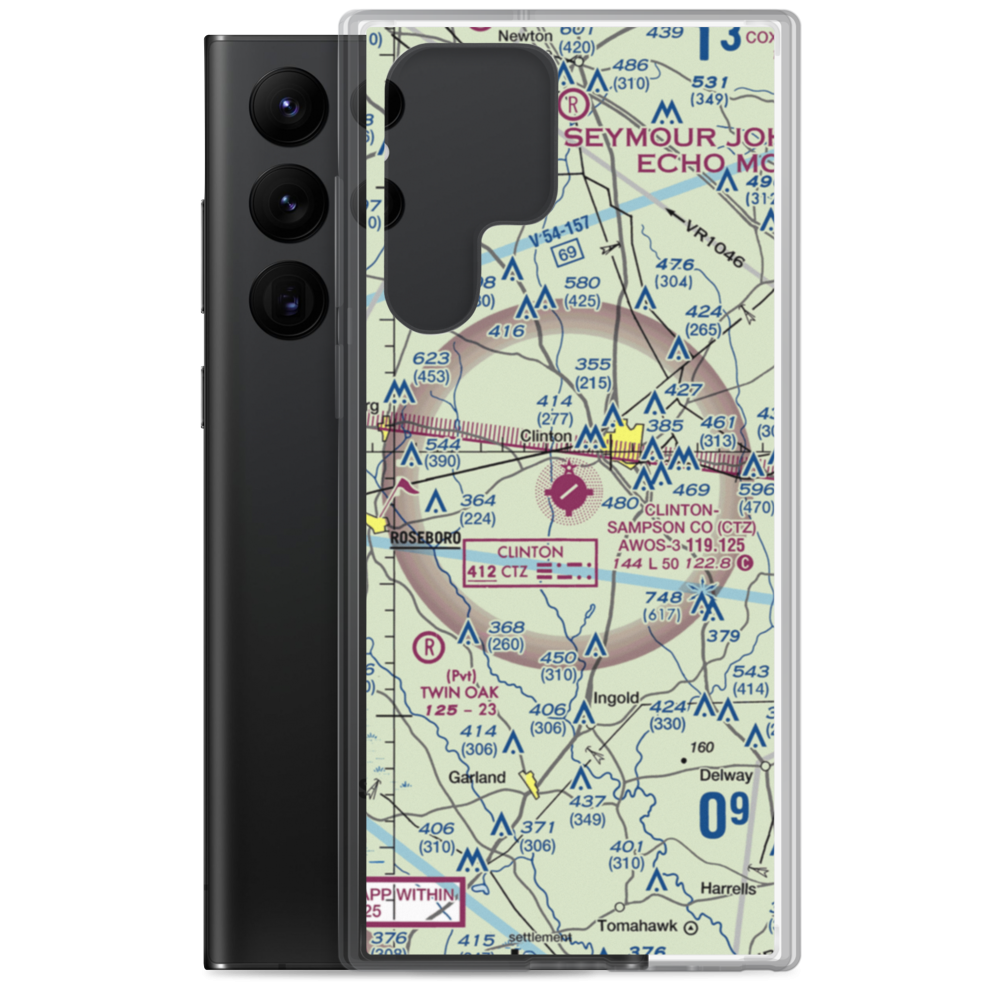 Sampson County Airport (CTZ) VFR Sectional Samsung Case Samsung Galaxy S22 Ultra model shown
