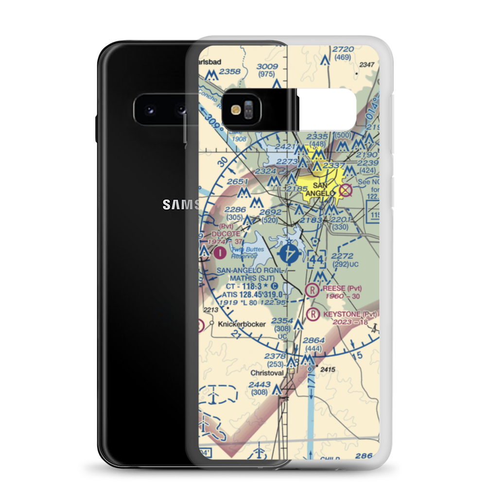 San Angelo Regional Mathis Field (SJT) VFR Sectional Samsung Case Samsung Galaxy S10 model shown