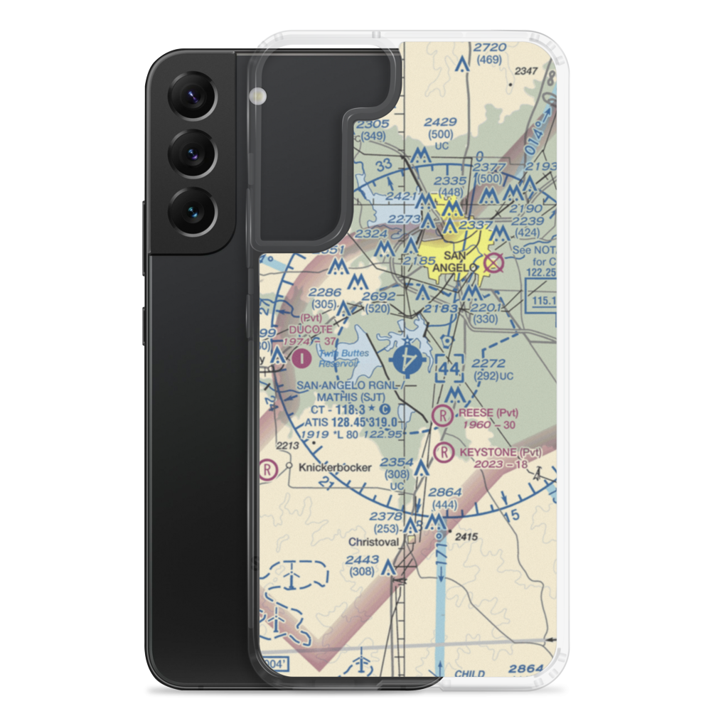 San Angelo Regional Mathis Field (SJT) VFR Sectional Samsung Case Samsung Galaxy S22 Plus model shown