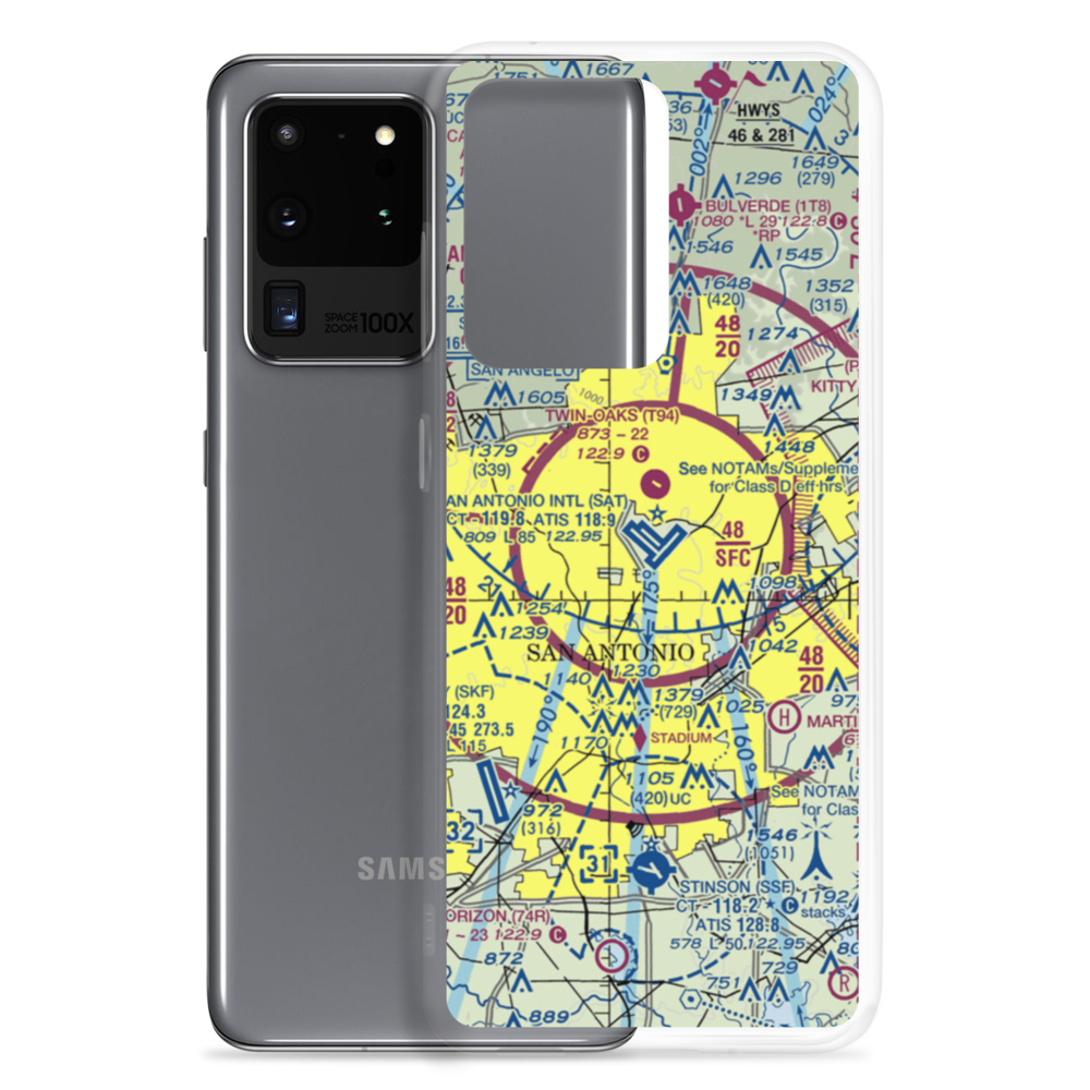 San Antonio International Airport (SAT) VFR Sectional Samsung Case Samsung Galaxy S20 Ultra model shown