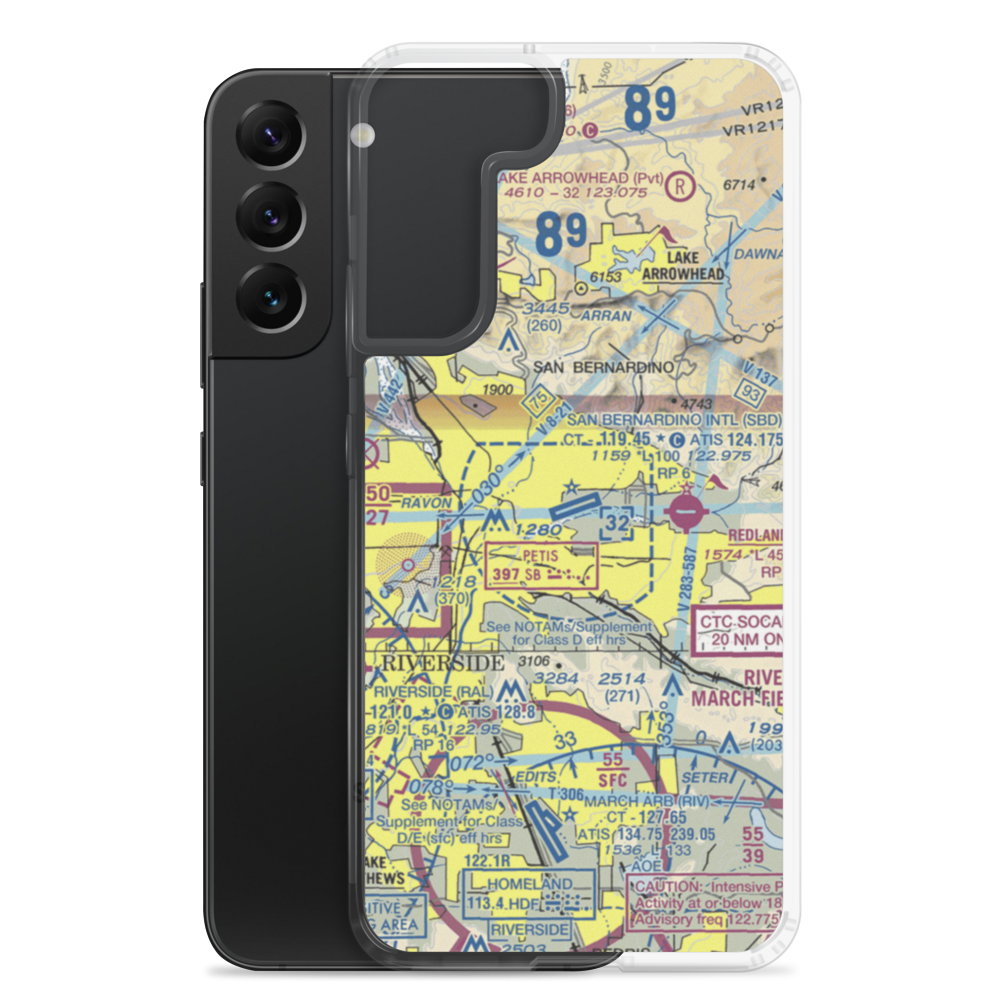 San Bernardino International Airport (SBD) VFR Sectional Samsung Case Samsung Galaxy S22 Plus model shown