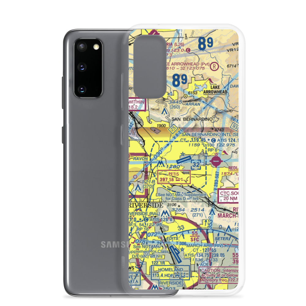 San Bernardino International Airport (SBD) VFR Sectional Samsung Case Samsung Galaxy S20 model shown