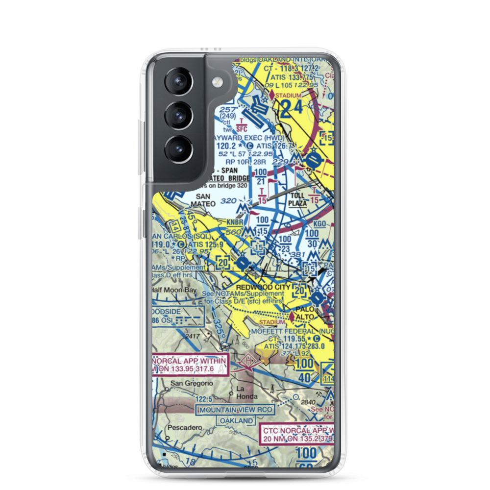 San Carlos Airport (SQL) VFR Sectional Samsung Case Samsung Galaxy S21 model shown