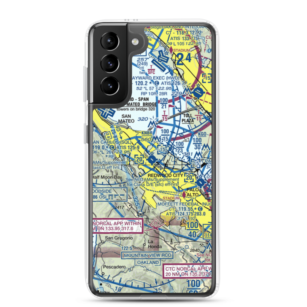 San Carlos Airport (SQL) VFR Sectional Samsung Case Samsung Galaxy S21 Plus model shown