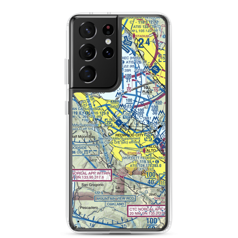 San Carlos Airport (SQL) VFR Sectional Samsung Case Samsung Galaxy S21 Ultra model shown