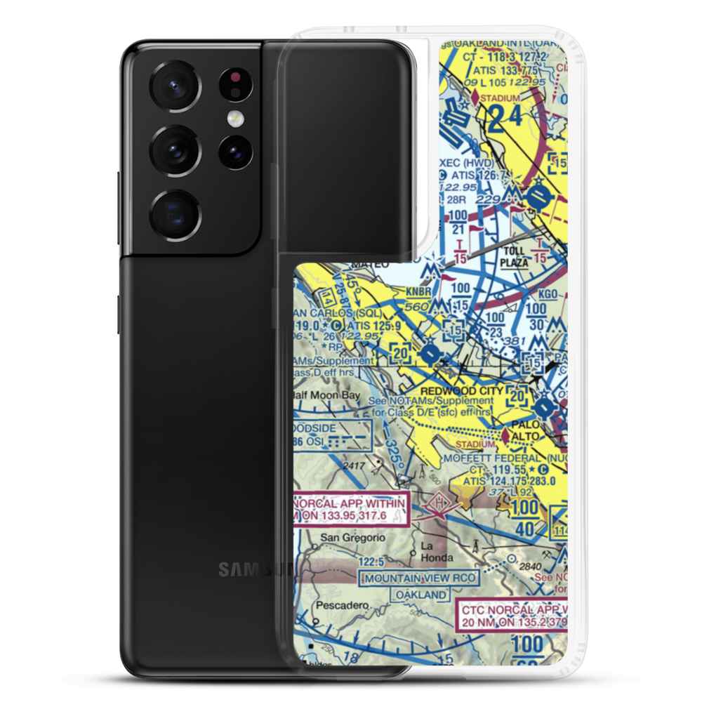 San Carlos Airport (SQL) VFR Sectional Samsung Case Samsung Galaxy S21 Ultra model shown