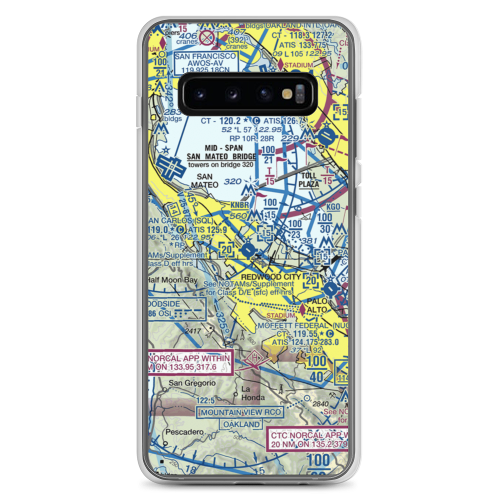 San Carlos Airport (SQL) VFR Sectional Samsung Case Samsung Galaxy S10+ model shown