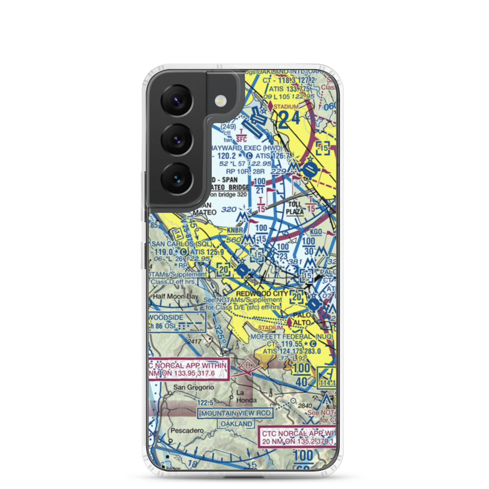 San Carlos Airport (SQL) VFR Sectional Samsung Case Samsung Galaxy S22 model shown
