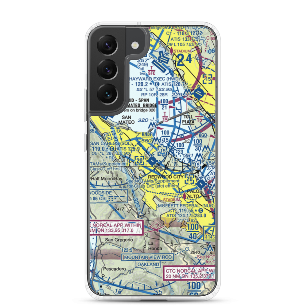 San Carlos Airport (SQL) VFR Sectional Samsung Case Samsung Galaxy S22 Plus model shown