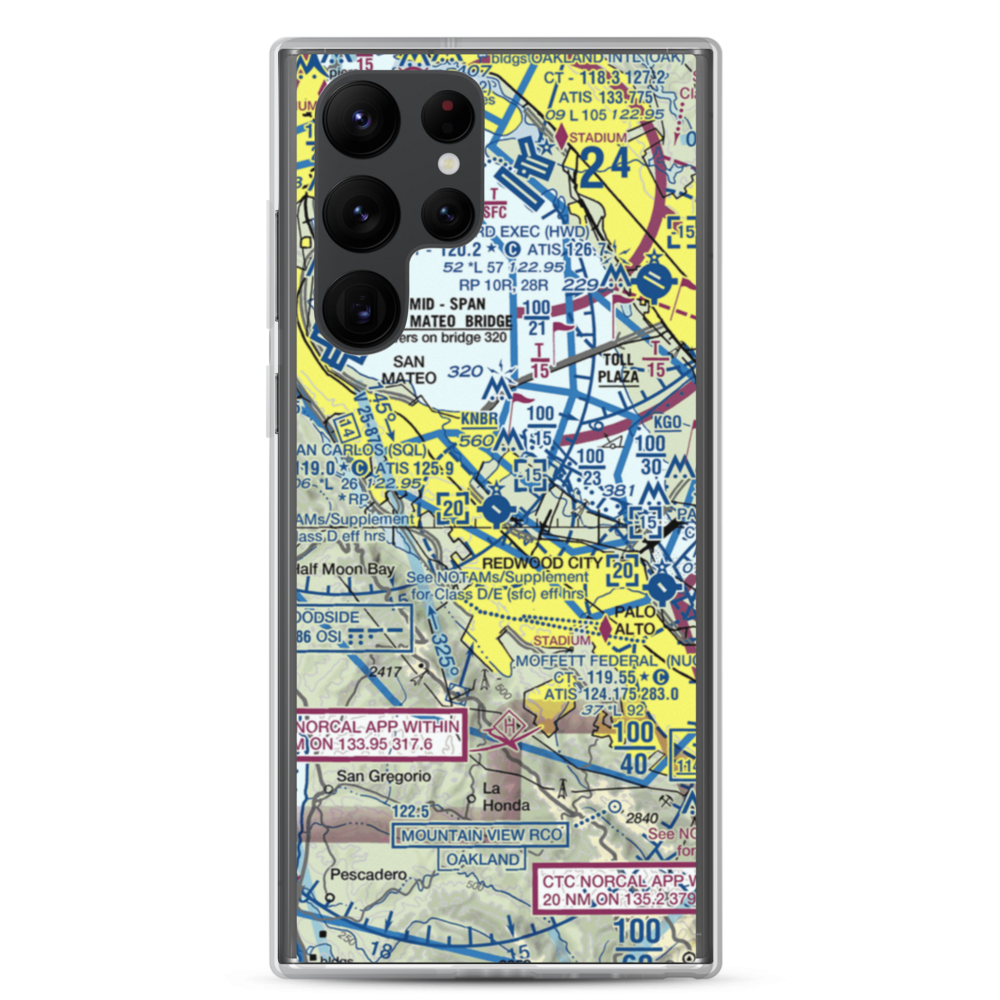 San Carlos Airport (SQL) VFR Sectional Samsung Case Samsung Galaxy S22 Ultra model shown