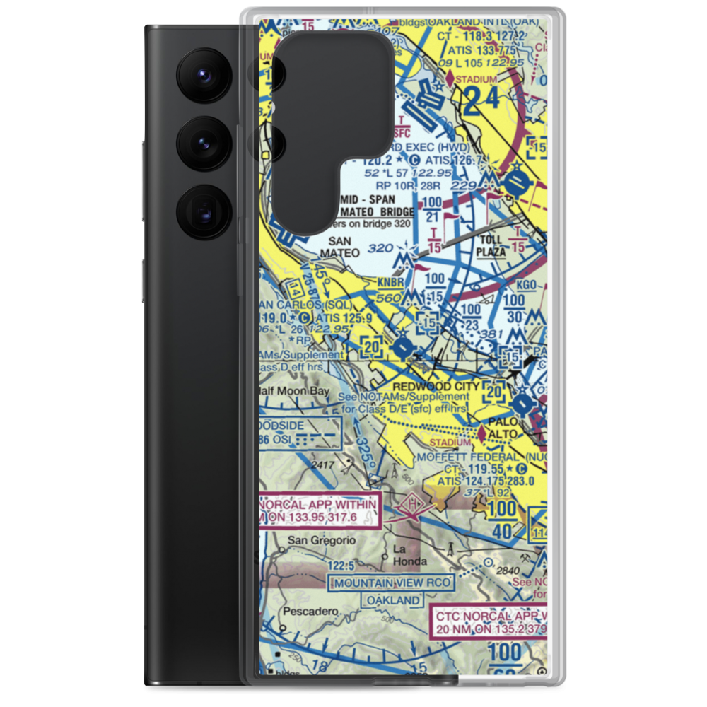 San Carlos Airport (SQL) VFR Sectional Samsung Case Samsung Galaxy S22 Ultra model shown