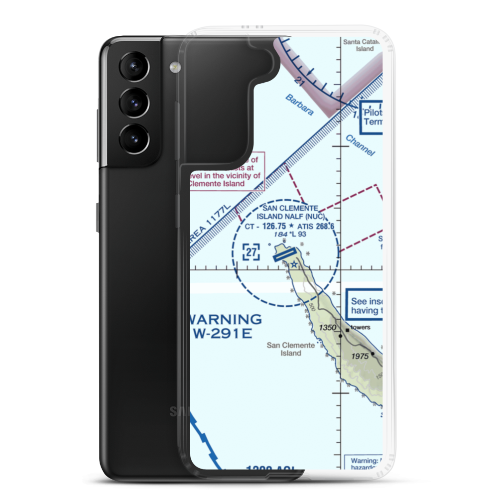 San Clemente Island Naval Auxiliary Landing Field (NUC) VFR Sectional Samsung Case Samsung Galaxy S21 Plus model shown