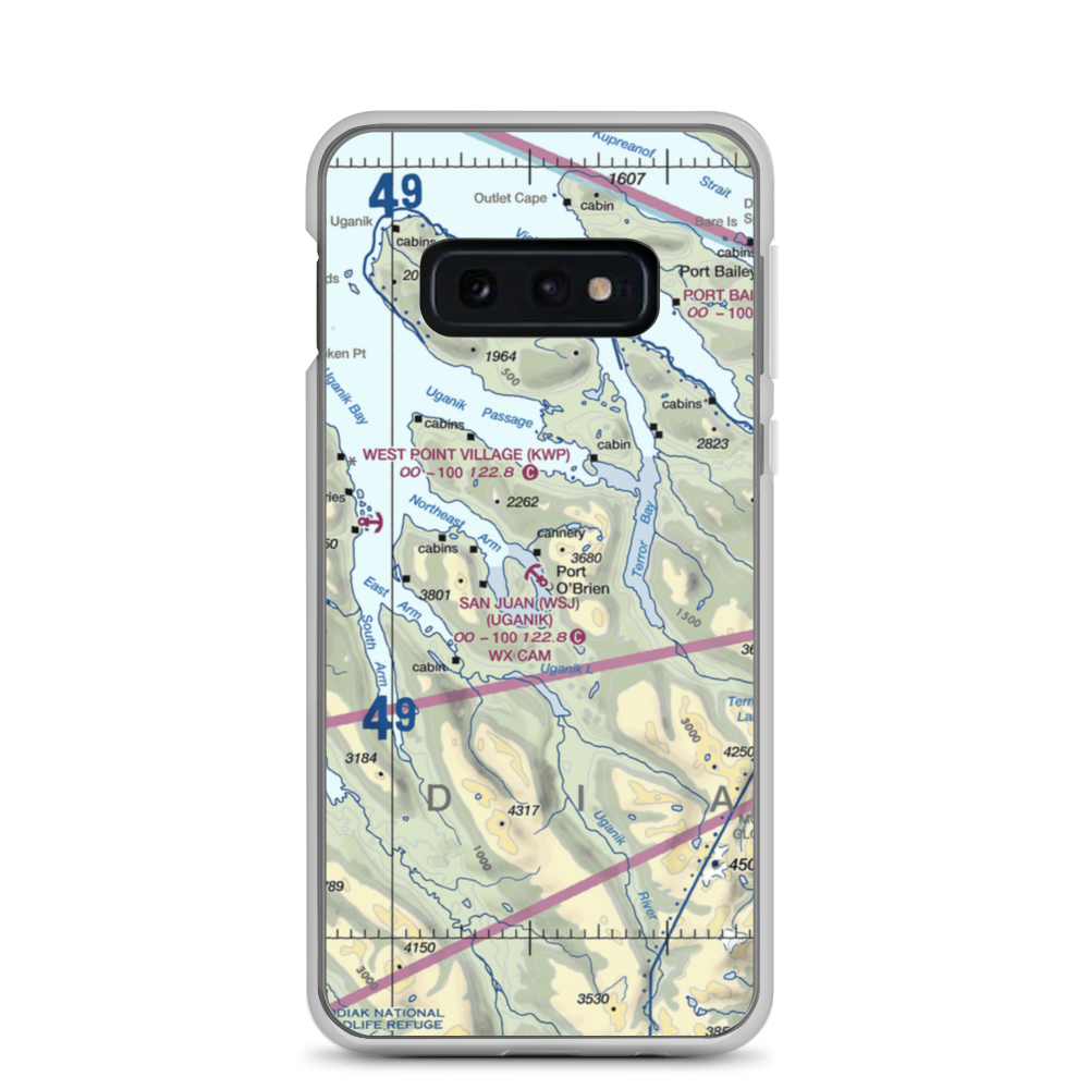 San Juan /Uganik/ Seaplane Base (WSJ) VFR Sectional Samsung Case Samsung Galaxy S10e model shown