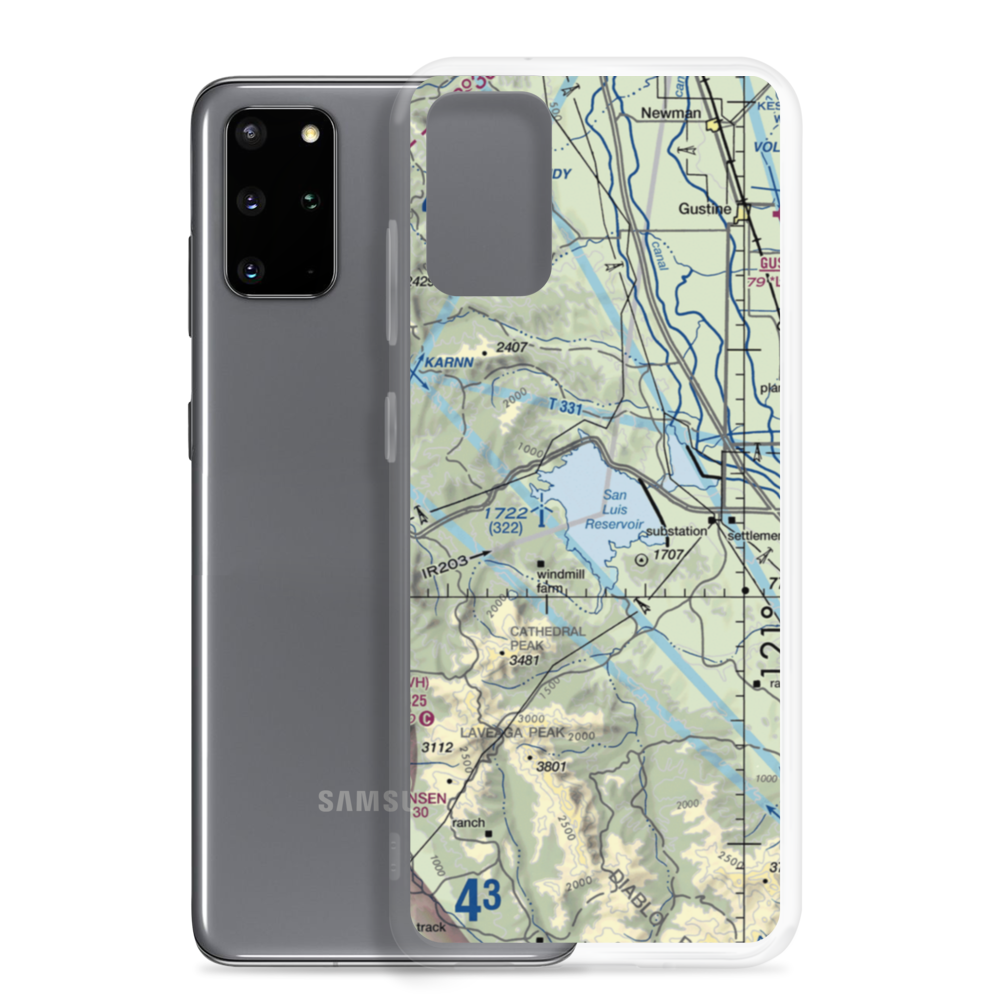 San Luis Reservoir Seaplane Base (0O0) VFR Sectional Samsung Case Samsung Galaxy S20 Plus model shown