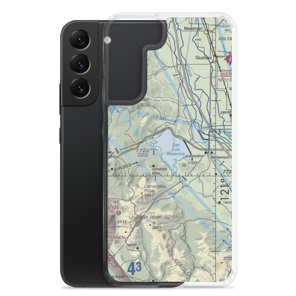 San Luis Reservoir Seaplane Base (0O0) VFR Sectional Samsung Case Samsung Galaxy S22 Plus model shown