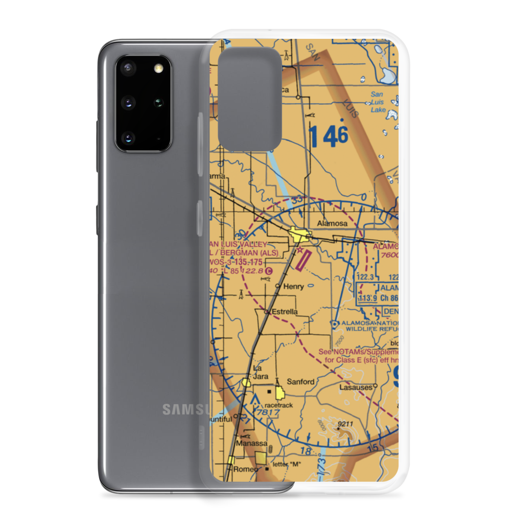 San Luis Valley Regional Bergman Field (ALS) VFR Sectional Samsung Case Samsung Galaxy S20 Plus model shown
