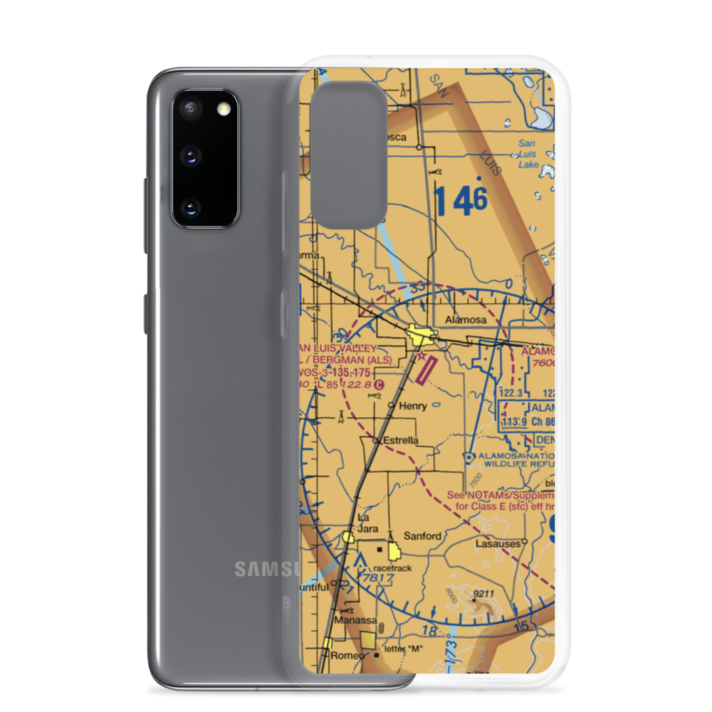 San Luis Valley Regional Bergman Field (ALS) VFR Sectional Samsung Case Samsung Galaxy S20 model shown