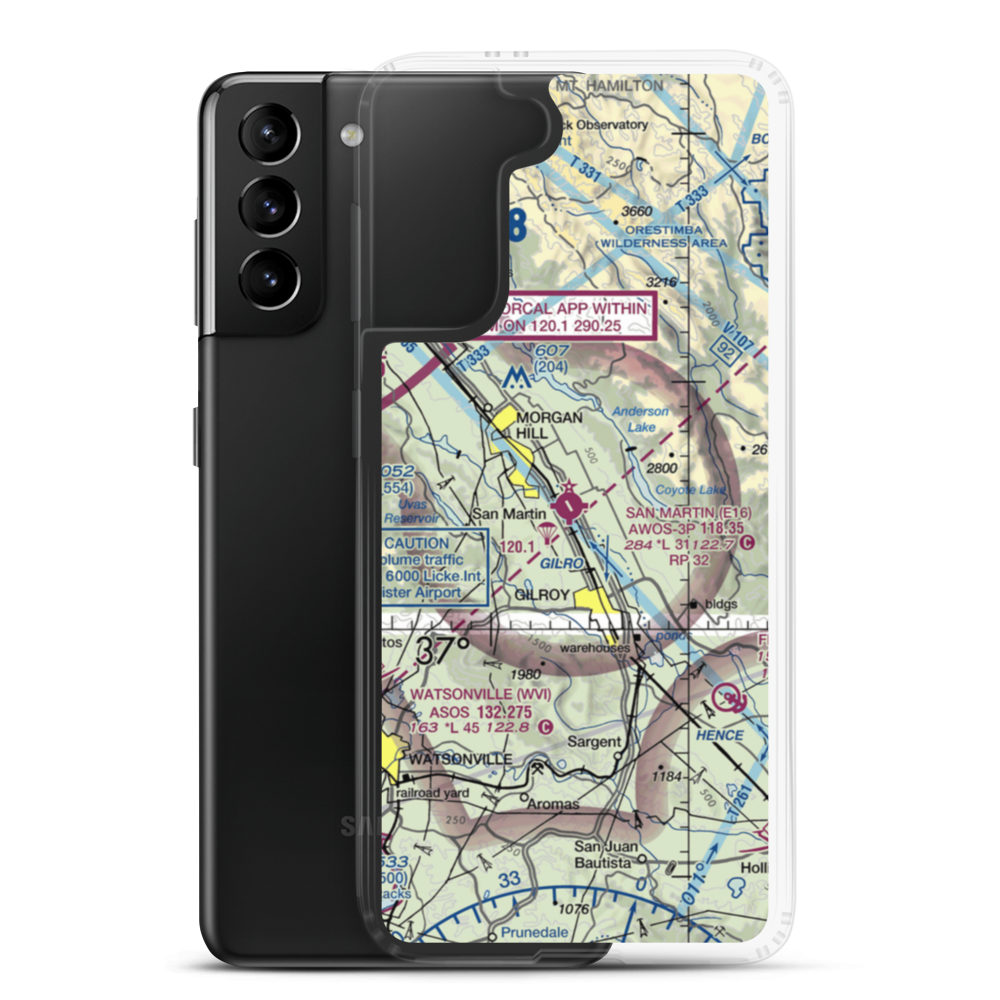 San Martin Airport (E16) VFR Sectional Samsung Case Samsung Galaxy S21 Plus model shown
