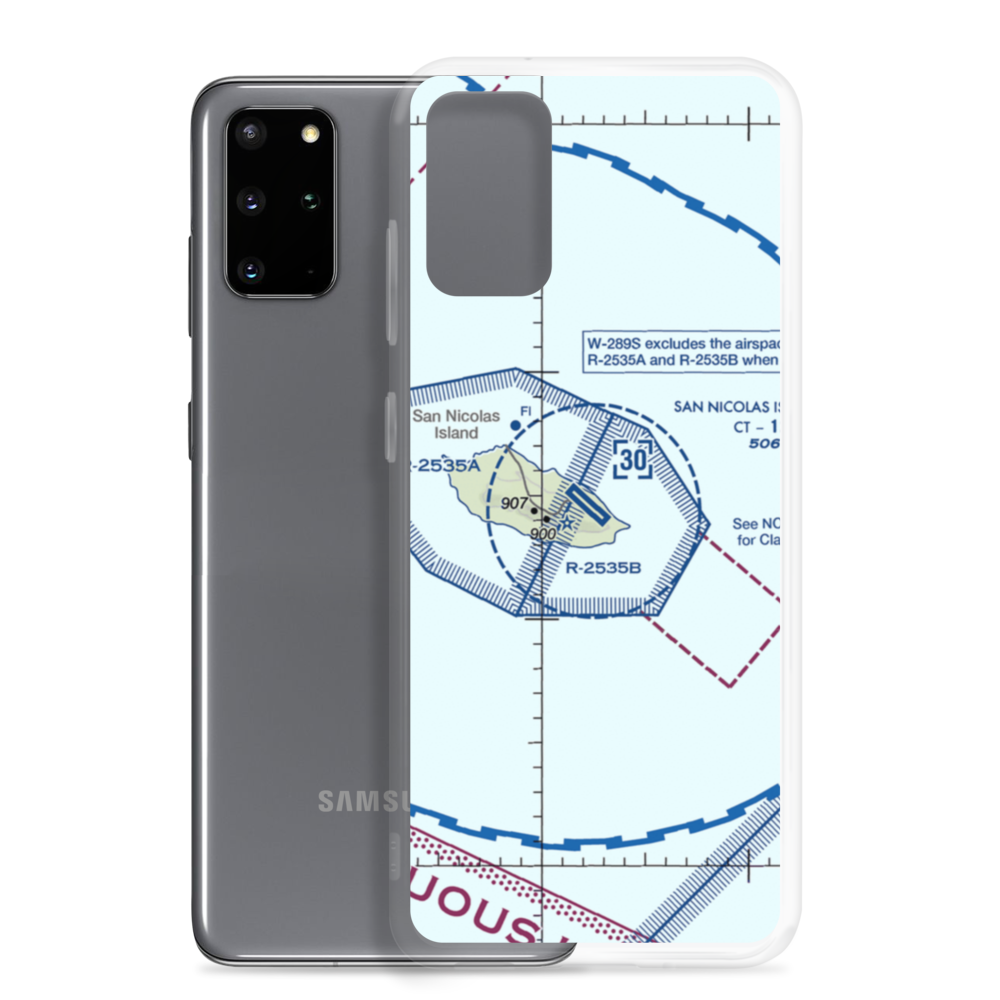 San Nicolas Island Nolf Airport (NSI) VFR Sectional Samsung Case Samsung Galaxy S20 Plus model shown