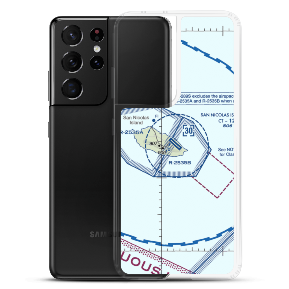 San Nicolas Island Nolf Airport (NSI) VFR Sectional Samsung Case Samsung Galaxy S21 Ultra model shown