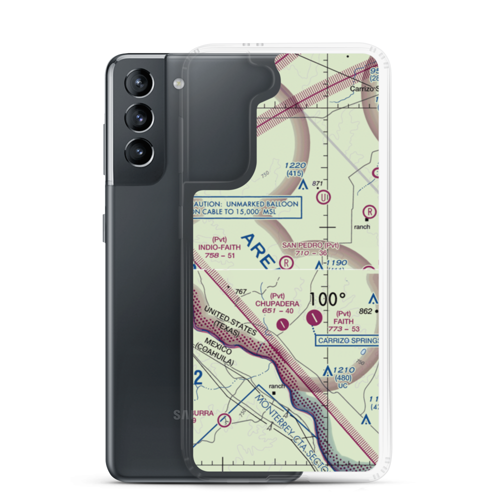 San Pedro Ranch Airport (97TX) VFR Sectional Samsung Case Samsung Galaxy S21 model shown