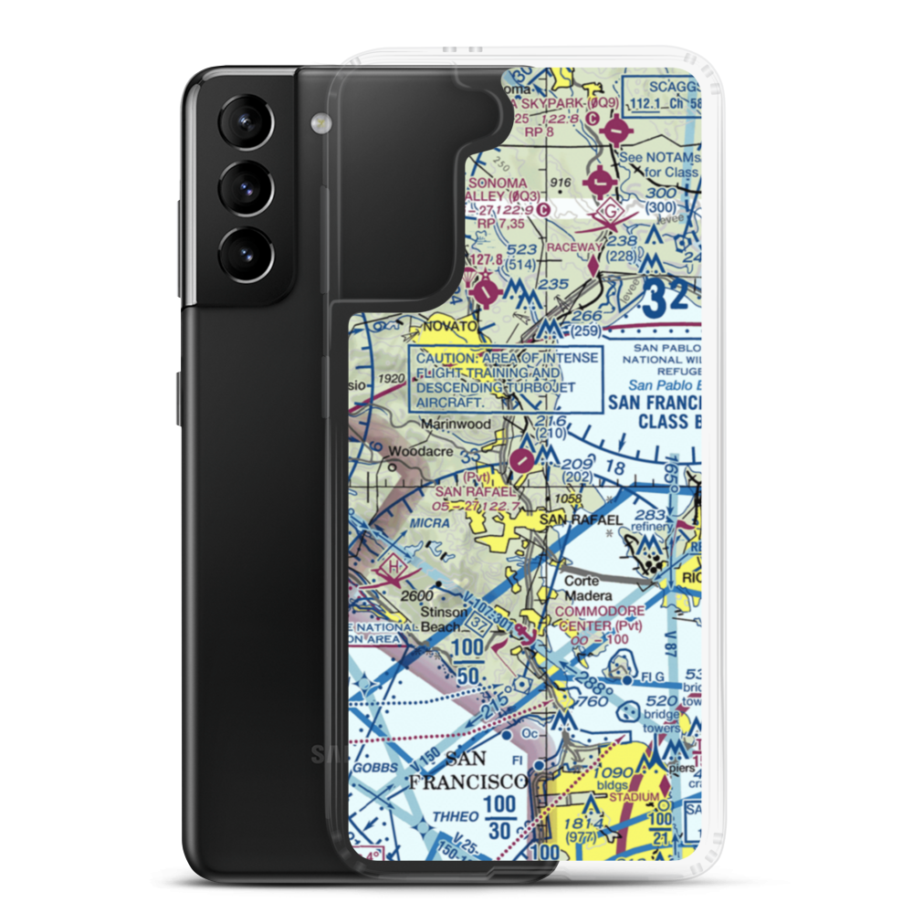 San Rafael Airport (CA35) VFR Sectional Samsung Case Samsung Galaxy S21 Plus model shown