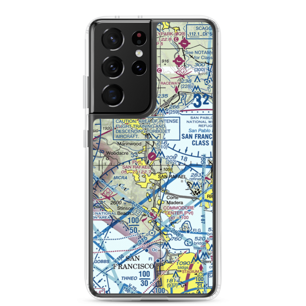 San Rafael Airport (CA35) VFR Sectional Samsung Case Samsung Galaxy S21 Ultra model shown