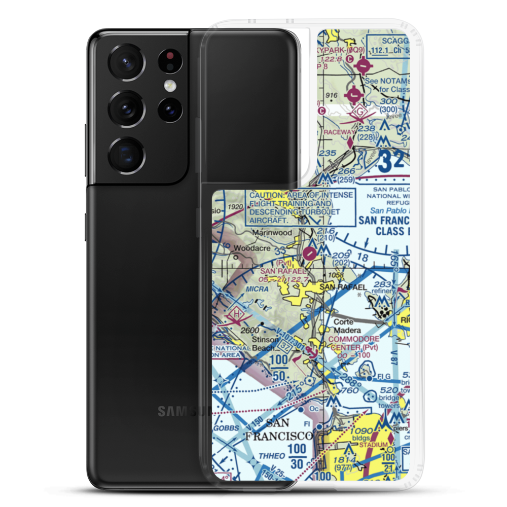 San Rafael Airport (CA35) VFR Sectional Samsung Case Samsung Galaxy S21 Ultra model shown
