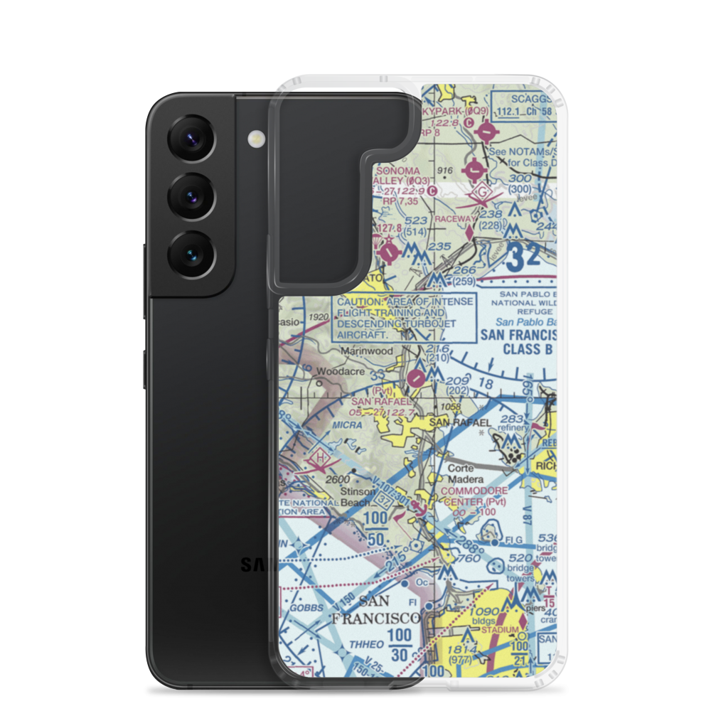 San Rafael Airport (CA35) VFR Sectional Samsung Case Samsung Galaxy S22 model shown