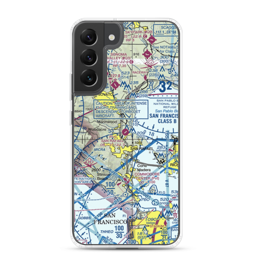 San Rafael Airport (CA35) VFR Sectional Samsung Case Samsung Galaxy S22 Plus model shown