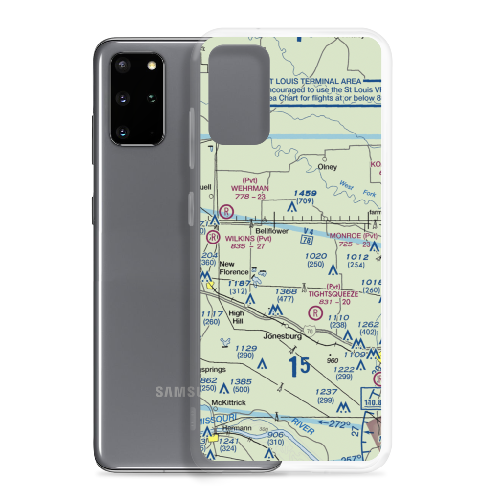 Sanctuary Airport (MO86) VFR Sectional Samsung Case Samsung Galaxy S20 Plus model shown