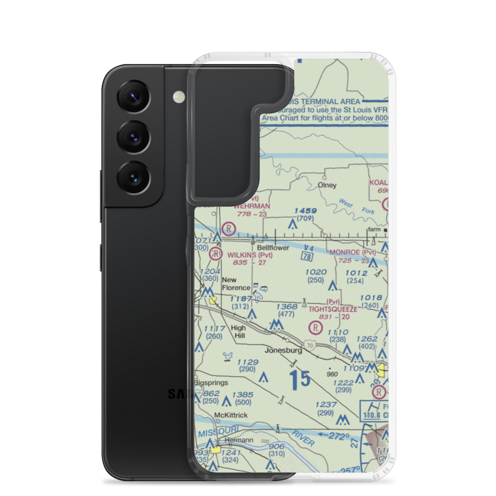 Sanctuary Airport (MO86) VFR Sectional Samsung Case Samsung Galaxy S22 model shown