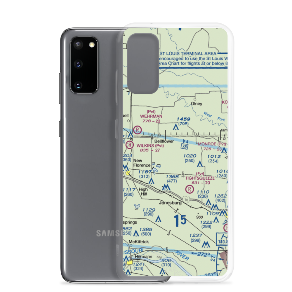 Sanctuary Airport (MO86) VFR Sectional Samsung Case Samsung Galaxy S20 model shown