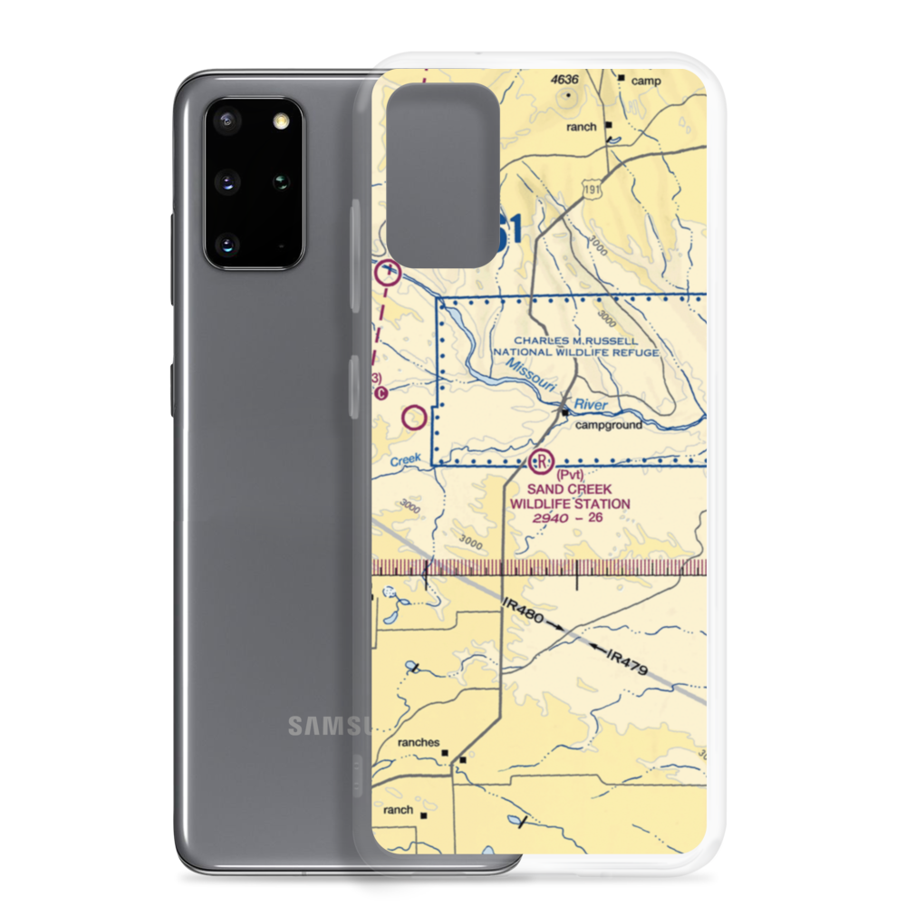 Sand Creek Wildlife Station Airport (MT79) VFR Sectional Samsung Case Samsung Galaxy S20 Plus model shown