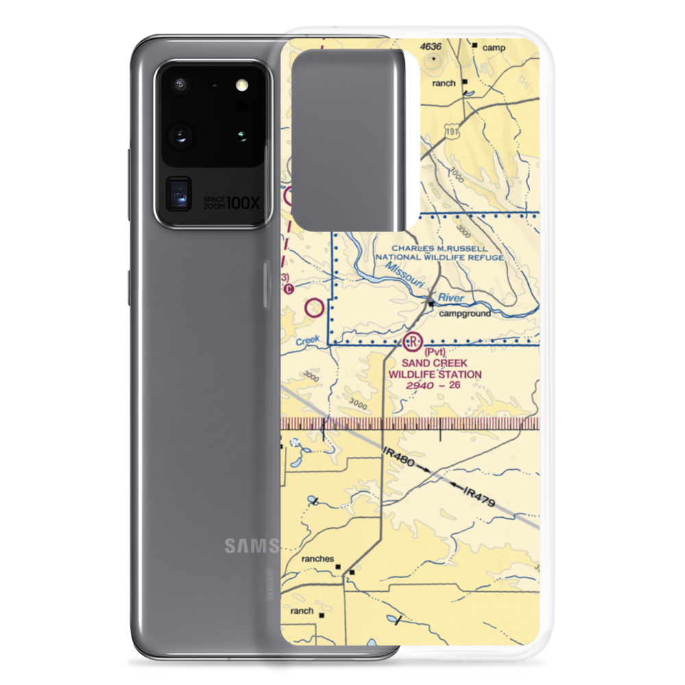 Sand Creek Wildlife Station Airport (MT79) VFR Sectional Samsung Case Samsung Galaxy S20 Ultra model shown