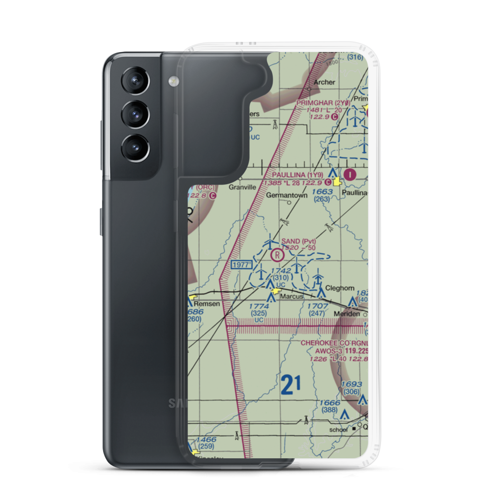 Sand Field Airport (IA69) VFR Sectional Samsung Case Samsung Galaxy S21 model shown