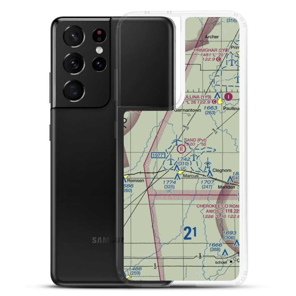 Sand Field Airport (IA69) VFR Sectional Samsung Case Samsung Galaxy S21 Ultra model shown