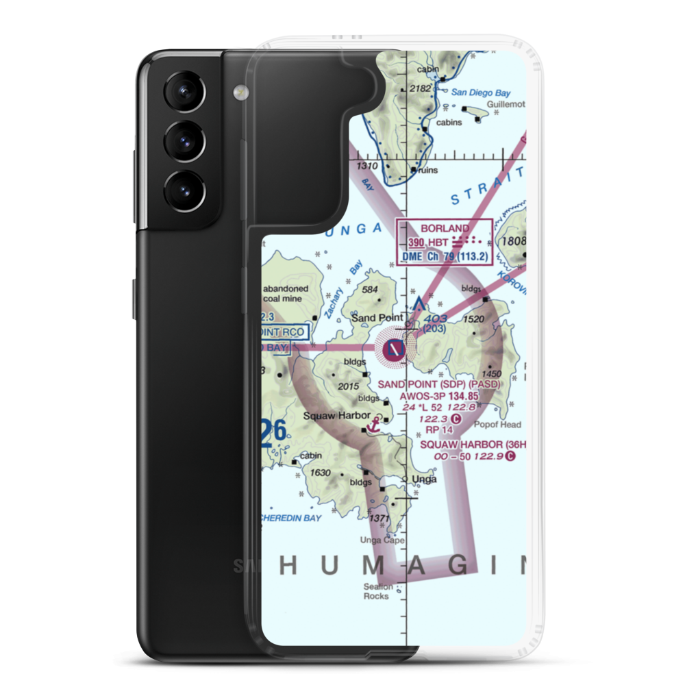 Sand Point Airport (SDP) VFR Sectional Samsung Case Samsung Galaxy S21 Plus model shown
