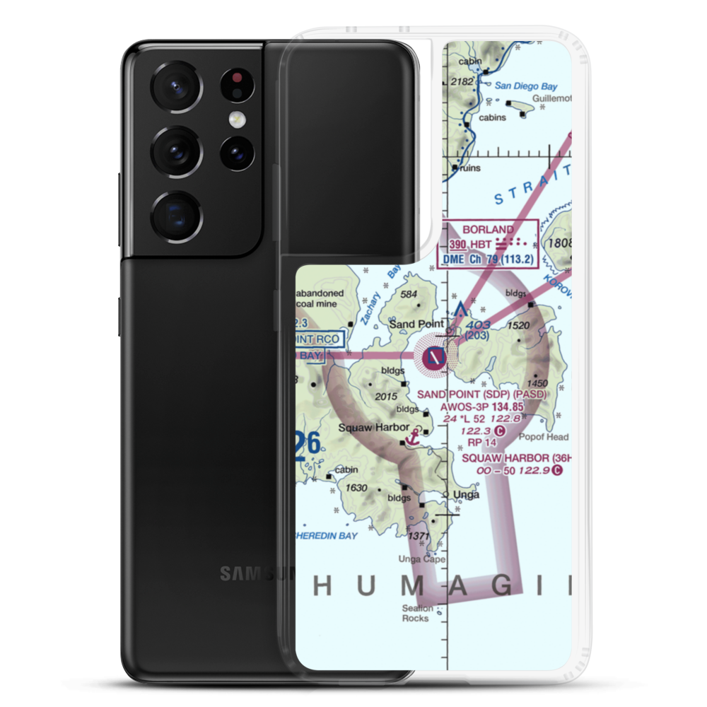 Sand Point Airport (SDP) VFR Sectional Samsung Case Samsung Galaxy S21 Ultra model shown