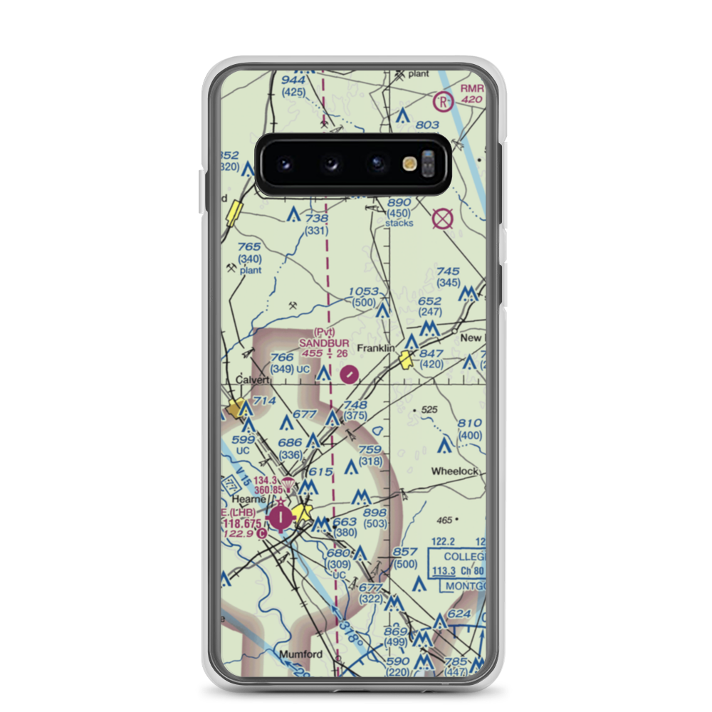 Sandbur Ranches Private Airport (TX75) VFR Sectional Samsung Case Samsung Galaxy S10 model shown