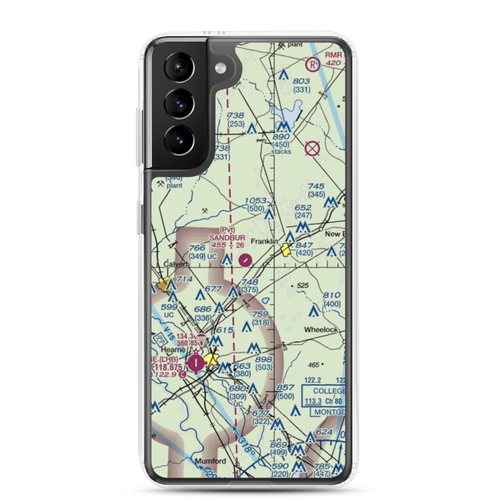 Sandbur Ranches Private Airport (TX75) VFR Sectional Samsung Case Samsung Galaxy S21 Plus model shown