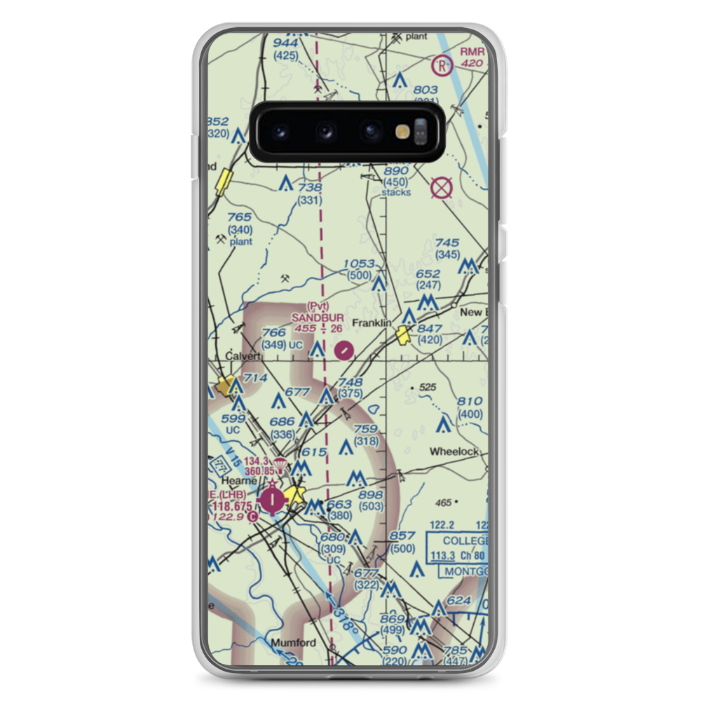 Sandbur Ranches Private Airport (TX75) VFR Sectional Samsung Case Samsung Galaxy S10+ model shown