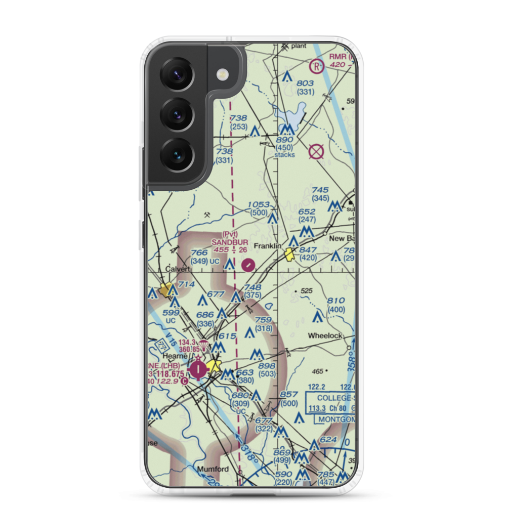 Sandbur Ranches Private Airport (TX75) VFR Sectional Samsung Case Samsung Galaxy S22 Plus model shown
