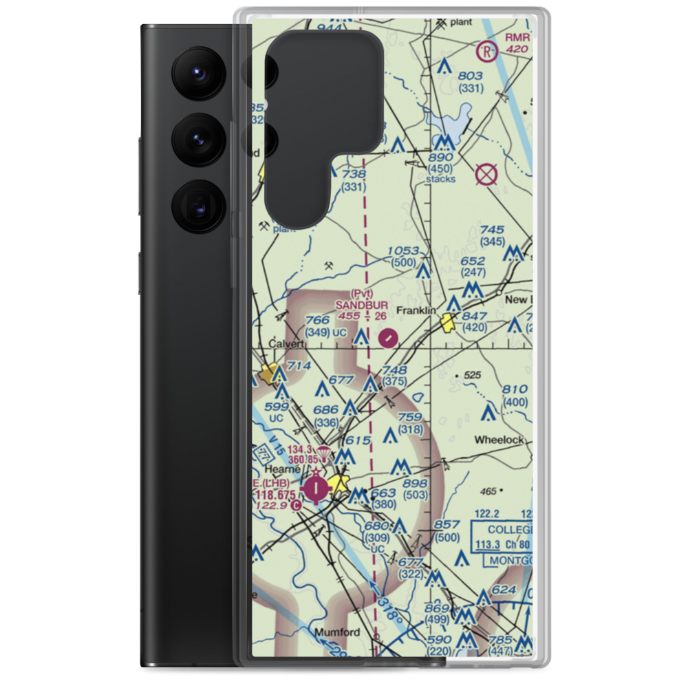 Sandbur Ranches Private Airport (TX75) VFR Sectional Samsung Case Samsung Galaxy S22 Ultra model shown