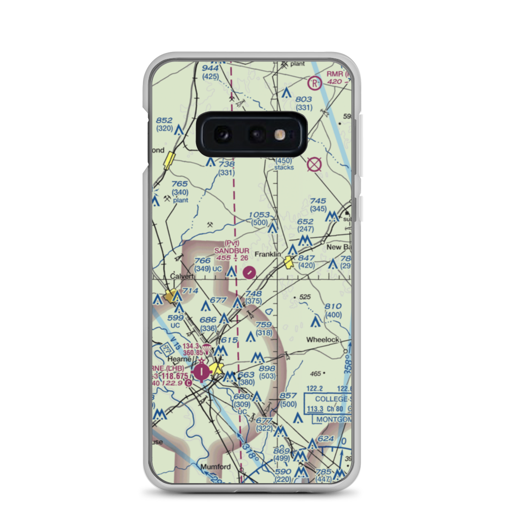 Sandbur Ranches Private Airport (TX75) VFR Sectional Samsung Case Samsung Galaxy S10e model shown