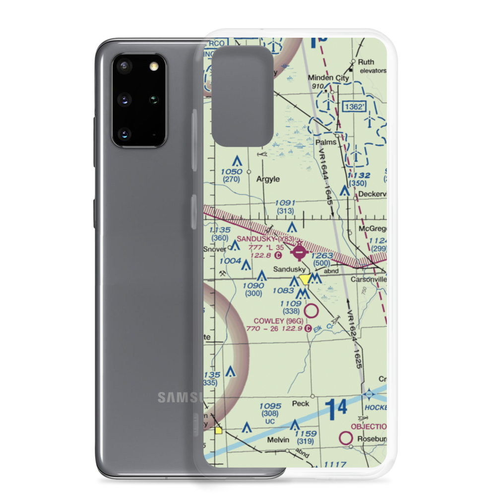 Sandusky City Airport (Y83) VFR Sectional Samsung Case Samsung Galaxy S20 Plus model shown